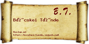 Böcskei Tünde névjegykártya
